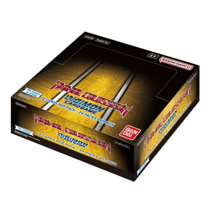 Caixa preta e amarela de baralhos Digimon Card Game V-Tamer 01