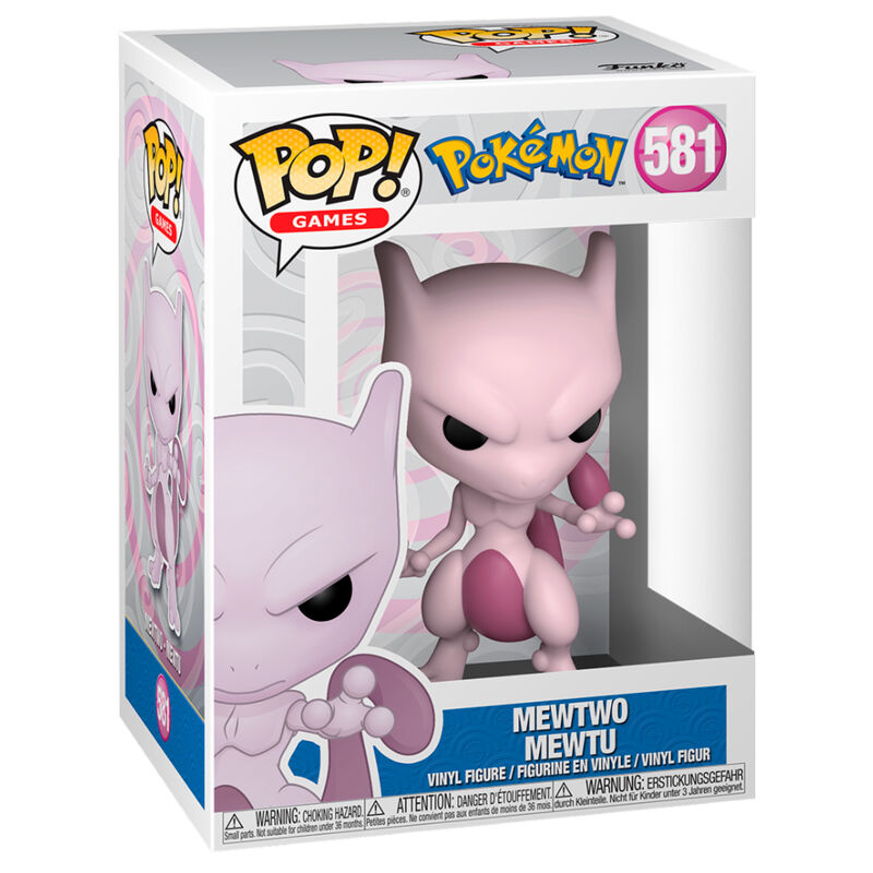 Figura Funko Pop Mewtwo da série Pokémon na embalagem