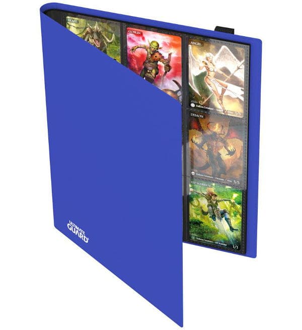 Porta-cartas azul Ultra PRO com cartas colecionáveis coloridas