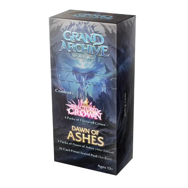 Caixa do jogo Grand Archive Sealed Kit com design azul e cinzento