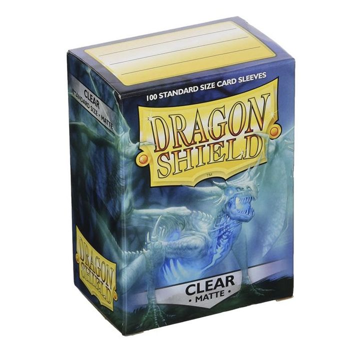 Caixa azul Dragon Shield com ilustração de dragão e texto visível