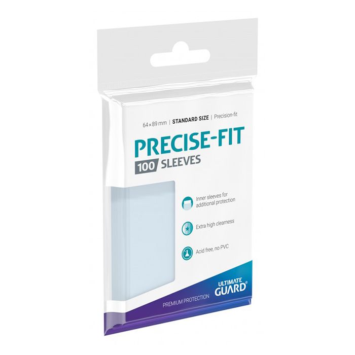 Embalagem de protetores para cartas ULTIMATE GUARD Precise-Fit 100 unidades