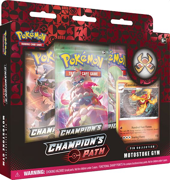 Pack Pokémon Champion's Path com cartas colecionáveis visíveis