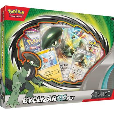 Caixa do jogo Pokémon Trading Card Game Cycilizar EX Box com cartas visíveis