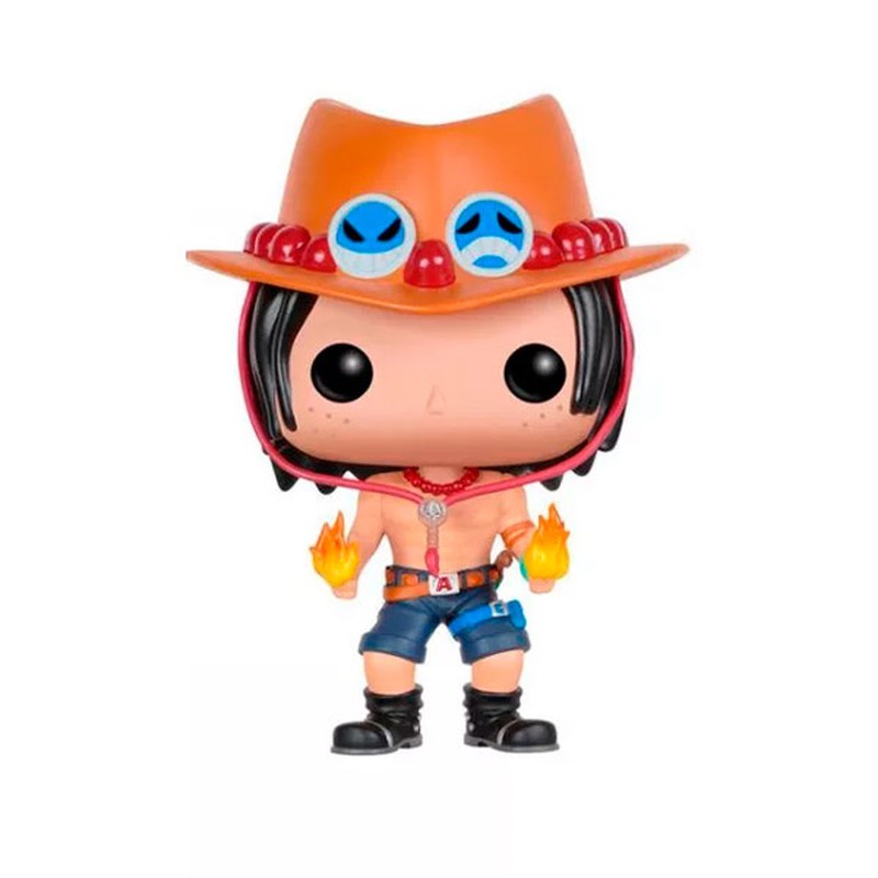Figura Funko Pop com chapéu laranja e mãos em fogo
