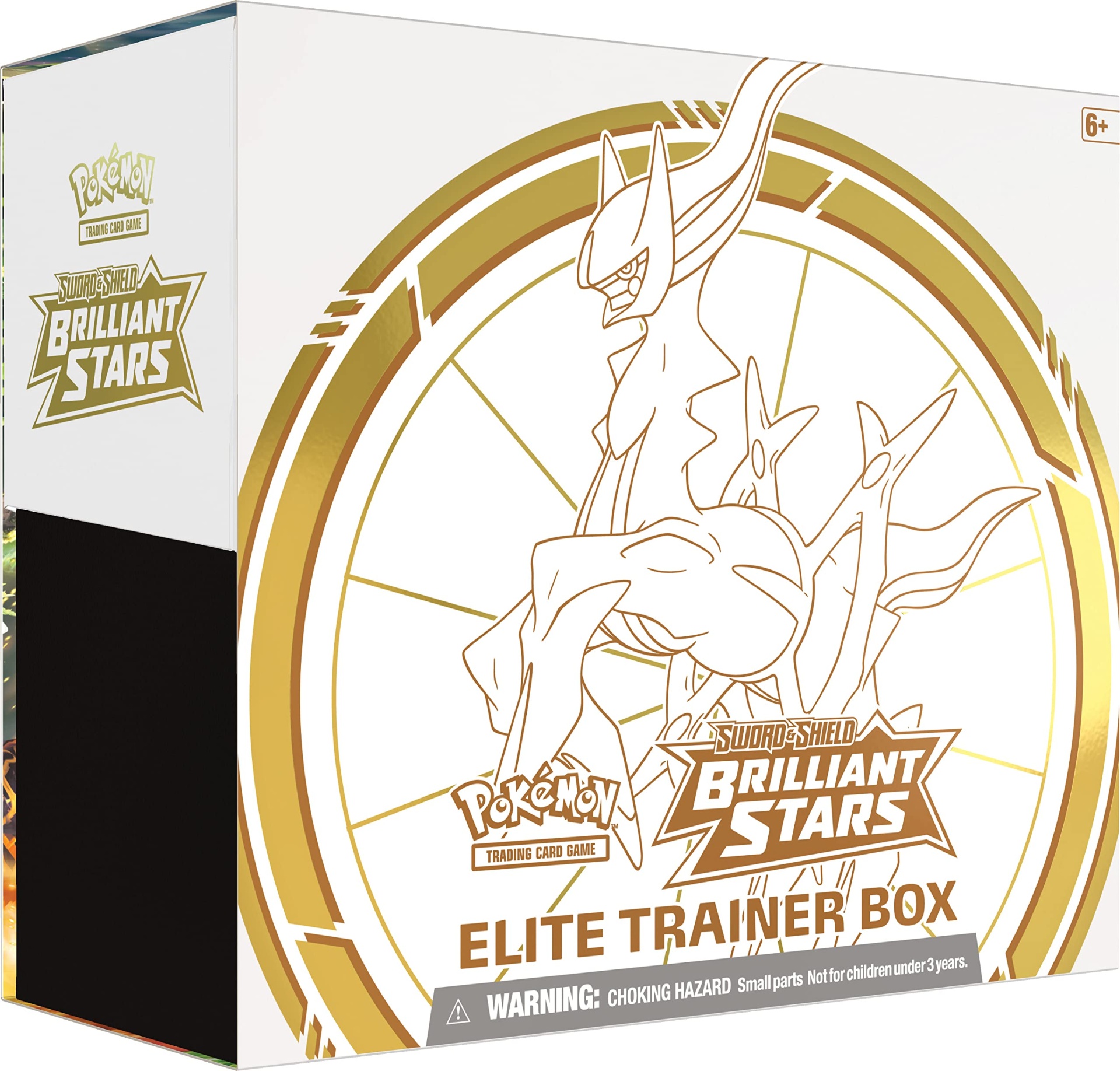 Caixa Elite Trainer Box Pokémon Sword & Shield Brilliant Stars com ilustração dourada