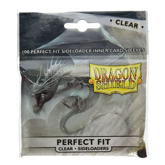 Embalagem transparente com protetores para cartas Dragon Shield e ilustração de dragão