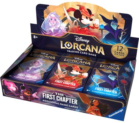 Expositor de cartas colecionáveis Disney Lorcana com arte de personagens Disney
