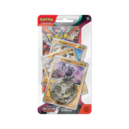 Pacote Pokémon Obsidian Flames com cartas e moeda colecionável