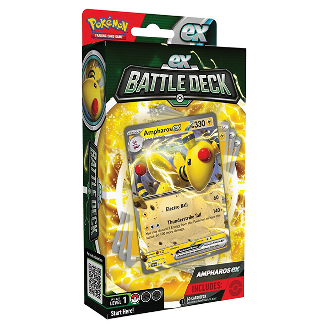 Embalagem Pokémon ex Battle Deck Ampharos ex amarelo e verde
