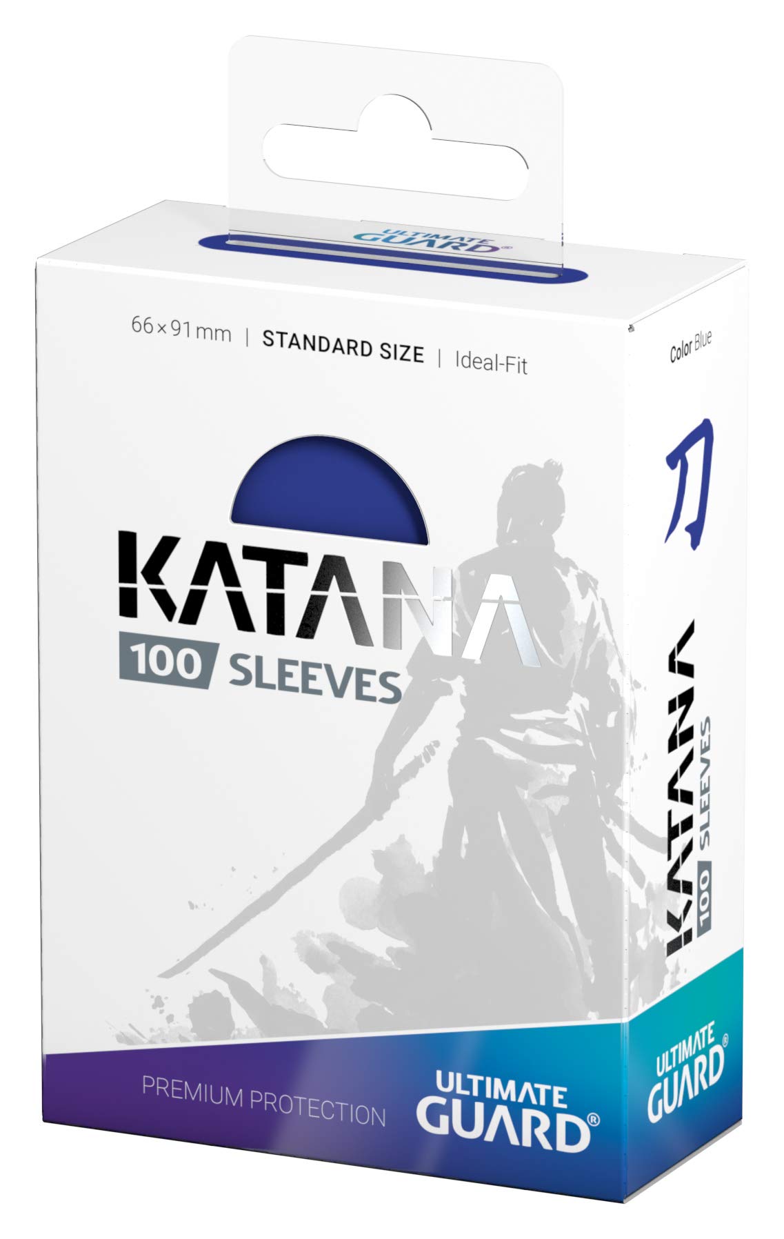 Embalagem para 100 sleeves Katana azul da Ultimate Guard para cartas de jogo