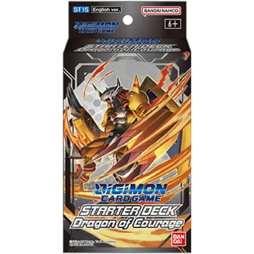 Pacote Digimon Card Game Starter Deck Dragon of Courage com personagem e textos visíveis