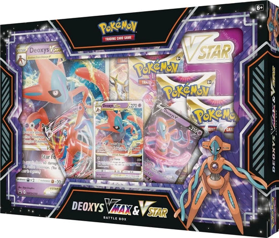 Caixa Pokémon Trading Card Game VStar com cartas Deoxys V e Deoxys VMAX