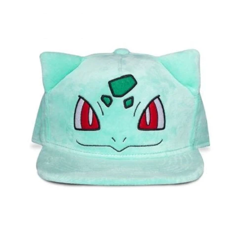 Boné de pelúcia azul claro com olhos vermelhos e orelhas pontiagudas