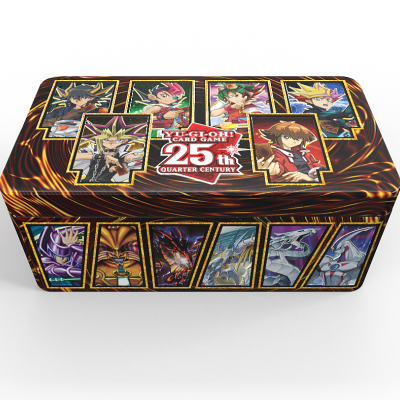Estojo metálico colorido do jogo YUGIOH! comemorativo dos 25 anos