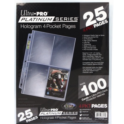 Pacote de 25 páginas Ultra PRO Platinum Series para cartas com 4 bolsos holográficos cada