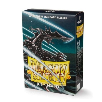 Caixa de protetores de cartas Dragon Shield Jet Matte com dragão e texto