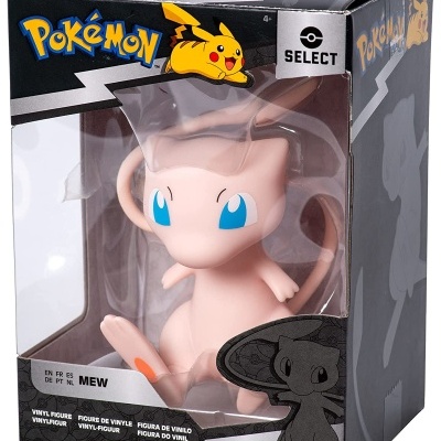 Figura de vinil do Pokémon Mew em embalagem preta e transparente