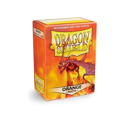 Embala de protetores para cartas Dragon Shield laranja matte com dragão vermelho
