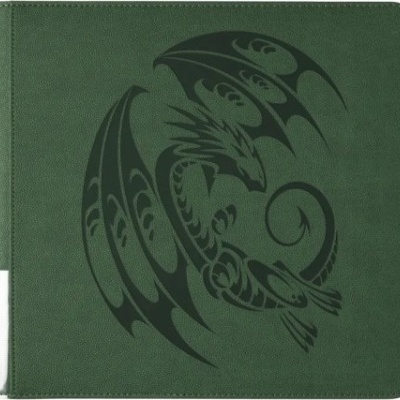 Álbum de fotografia verde com dragão em relevo preto