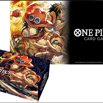 Caixa do jogo ONE PIECE CARD GAME com ilustração de personagem e fundo preto