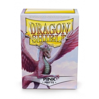 Embalagem de Dragon Shield para sleeves de cartas, cor rosa fosca com ilustração de dragão