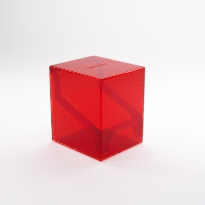 Cubo vermelho translúcido em fundo branco