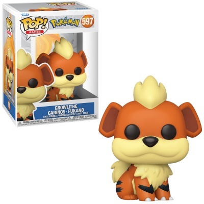 Figura Funko Pop! Growlithe Pokémon laranja e amarelo na caixa número 597
