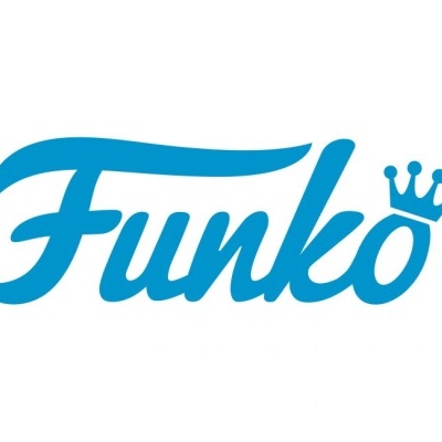 Logótipo azul da Funko com coroa acima do o, em fundo branco
