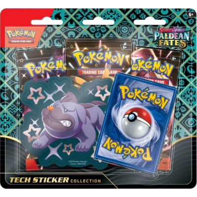 Pacote de coleção Pokemon Tech Sticker com cartas e autocolante de cão roxo