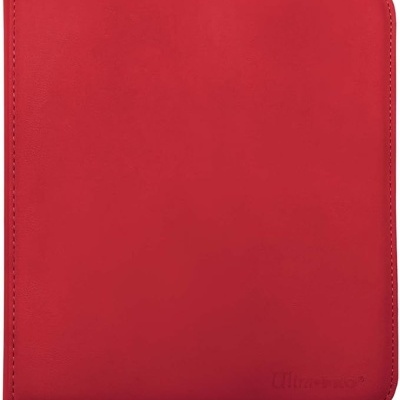 Estojo ou pasta vermelha em material tipo pele com costura nas bordas e logótipo Ultimarc