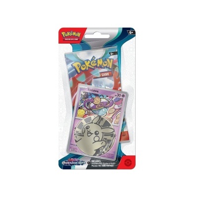 Cartão Pokémon Simisear em embalagem plástica com cartão azul, vermelho e branco.