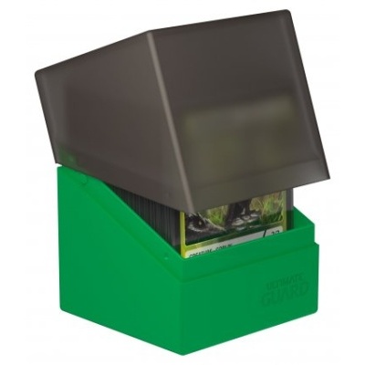 Caixa de plástico verde para cartas com tampa cinzenta translúcida