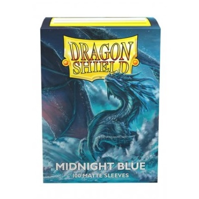 Embalagem azul do Dragon Shield com imagem de dragão e texto do produto.