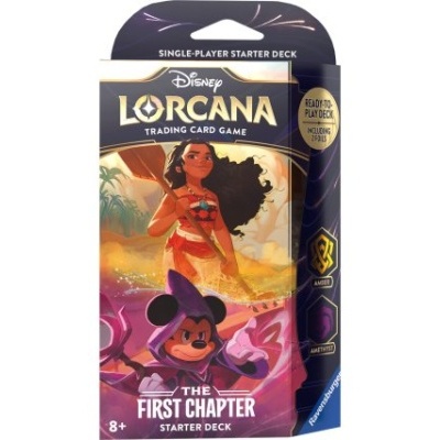 Deck inicial para jogo de cartas Disney Lorcana com personagens Moana e Mickey Mouse