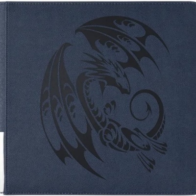 Carteira azul escura com desenho preto de dragão