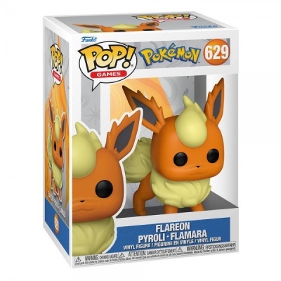 Figura Funko Pop! Pokémon Flareon número 629 em caixa
