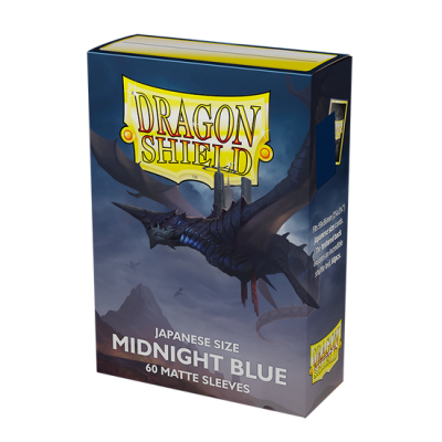 Embalagem de protetores para cartas Dragon Shield Midnight Blue com dragão azul