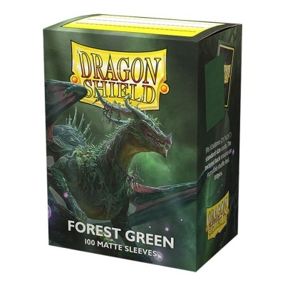 Caixa DRAGON SHIELD com dragão verde e texto Forest Green 100 Matte Sleeves