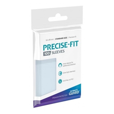 Embalagem de protetores para cartas ULTIMATE GUARD Precise-Fit 100 unidades