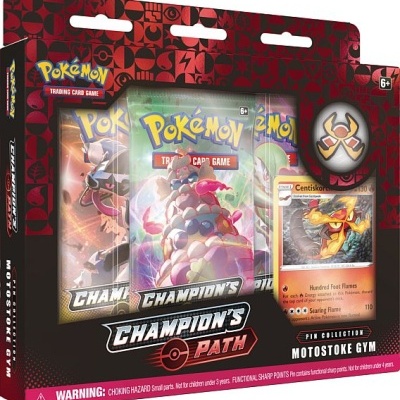 Pack Pokémon Champion's Path com cartas colecionáveis visíveis