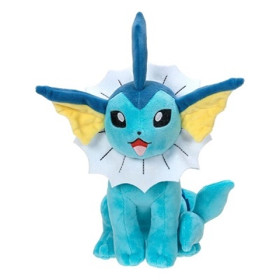 Pelúcia azul do Pokémon Vaporeon com gola branca e orelhas amarelas