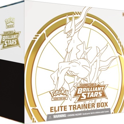 Caixa Elite Trainer Box Pokémon Sword & Shield Brilliant Stars com ilustração dourada