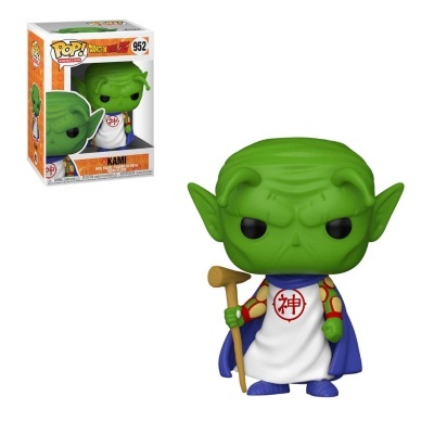 Figura Funko Pop! do personagem Kami com pele verde, roupa branca e capa azul