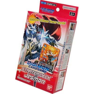 Caixa vermelha Digimon Card Game Starter Deck Jesmon com ilustração robótica