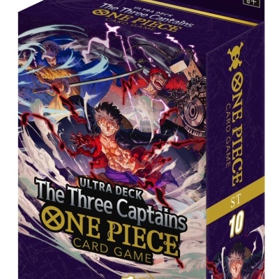 Pacote de cartas The Three Captains ONE PIECE CARD GAME roxo com personagens e texto