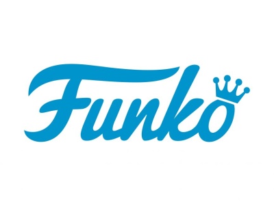Logótipo azul da Funko com coroa acima do o, em fundo branco
