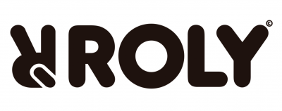 Logótipo preto da marca ROLY sobre fundo branco
