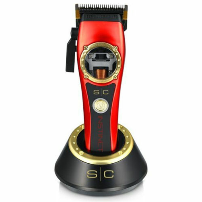 Stylecraft Maquina de Corte Pro Instinct 11.500rpm Aparelho de barbear recarregável vermelho e preto com base de carregamento
