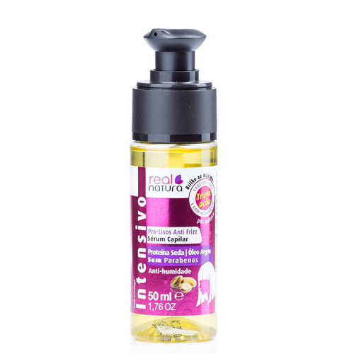 Real Natura Sérum Pro-Lisos Anti Frizz Argan 50ml Frasco de sérum capilar Intensivo Real Natura de 50 ml